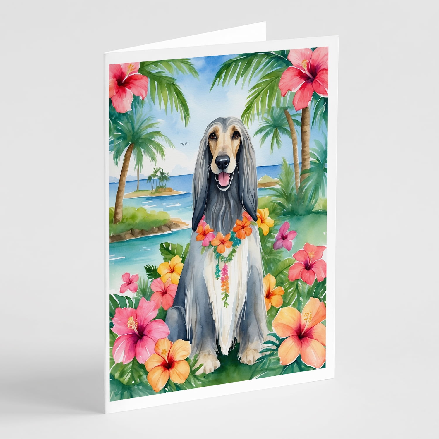 Boxer Luau Greeting Cards Pack of 8 7 in x 5 in