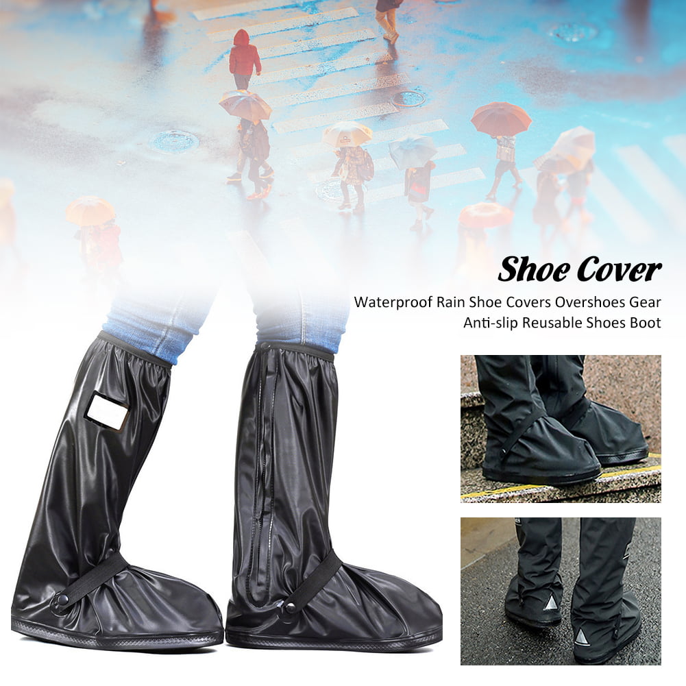 Rain Overshoe Washable Clean Shoe Cover Zipper Anti Slip Rain Boots Elastic Band 