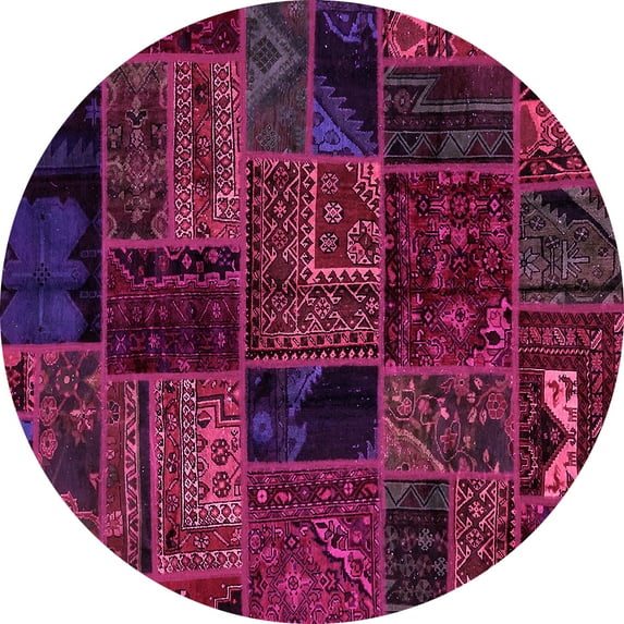 Ahgly Company Indoor Round Oriental Pink Modern Area Rugs, 6' Round