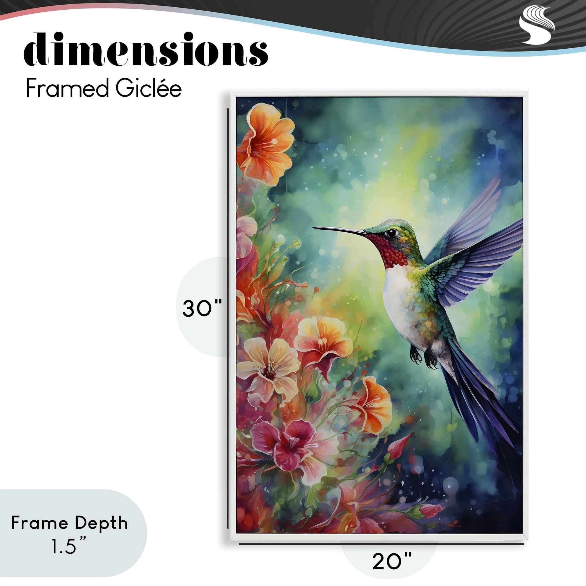 Stupell Industries Fluttering Hummingbird & Radiant Blossoms White Framed Giclee Art, design by Creative Studio