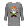 thumbnail image 4 of qelini Christmas Tee Shirts for Women Dwarf Print Crewneck Pullover Ribbed 3/4 Sleeve Tops Casual Holiday Blouses, 4 of 5