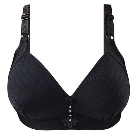Clearance!Uooqdmx Bras for Women Push Up Bra Underwear Striped Bra Underwear Bra Wire Comfortable Bras for Women Black XL