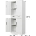 thumbnail image 3 of CJF Metal Storage Cabinet with Drawer and Adjustable Shelves, 71" H Locking Storage Cabinet for Pantry Kitchen, Home, Office, Garage, Living Dining Room (White), 3 of 9