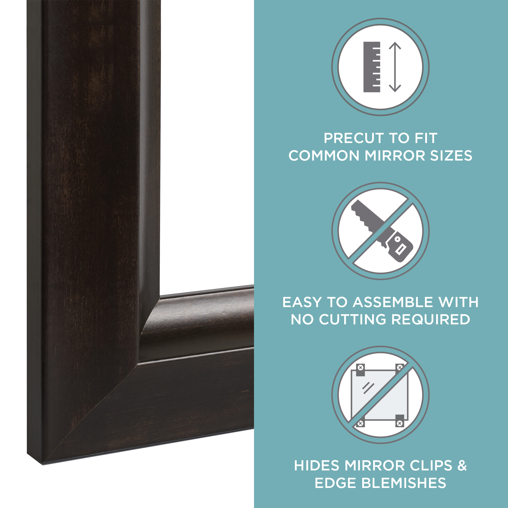 Zenna Home Decorative Mirror Framing Kit, with Beveled Edges, 30 x 36 in., Espresso