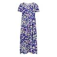 thumbnail image 4 of Drses Women's Casual Dresses Women's Flower Printing Casual Short Sleeve Crewneck Dress Casual Flowy Tiered Maxi Beach Dress Short Sleeve Dress for Women Summer, 4 of 6