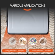 Reecoo Carpet Sweeper Manual for Floor Sweep with Dual Dustbin, Large Capacity 600ml, Non Electric, Gray