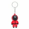 Squid TV Game Korean Drama Character Rubber Keychain with Key Ring, Red