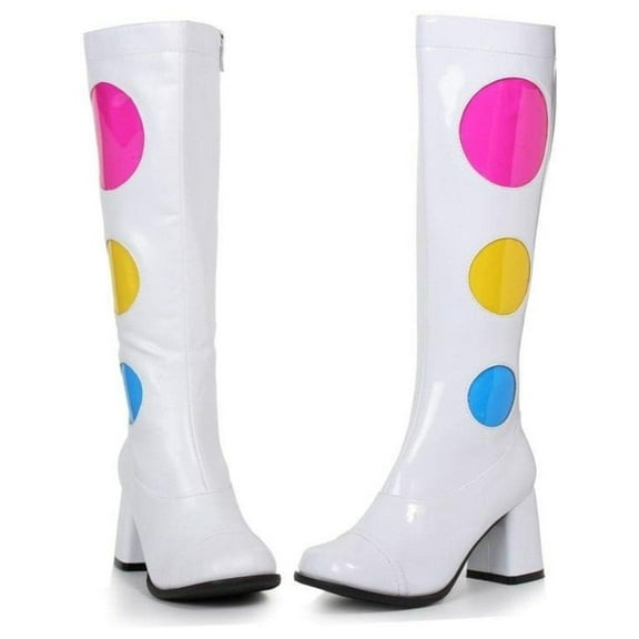 Ellie Shoes E-300-Dotty 3" Knee-High Womens Costume Boot with Zipper. 11 / White
