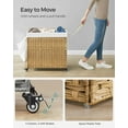 thumbnail image 4 of Laundry Hamper with Lid, 37 Gallons Rolling Laundry Basket with Wheels, 3-Section Synthetic Rattan Bedroom, 26 x 13 x 26 Inches, Natural, 4 of 8