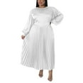 thumbnail image 3 of Glonme Womens Dresses Crew Neck Maxi Dress Plus Size Long Sleeve Work Casual Loose Solid Color Dress White L, 3 of 5