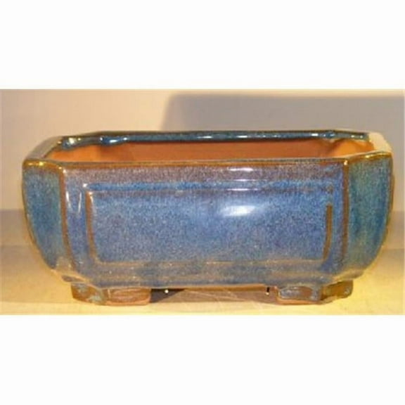 Bonsai Boy L251b 10 x 8 x 4 in. Ceramic Bonsai Pot, Blue - Rectangle
