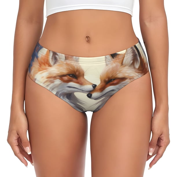 Balery Romantic Flower Fox Ropa Interior de Algodón para Mujer con Dibujo – Braguitas Cómodas y Elásticas, Estilo Clásico-3X-Large