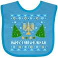 thumbnail image 3 of Inktastic Happy Chrismukkah Sweater Style with Menorah and Trees Boys or Girls Baby Bib, 3 of 4