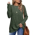 thumbnail image 5 of miqiqism Great discounts！Shirts for Women Tunic Pullover Tops Casual Long Sleeve Crewneck Loose Blouse Knitwear Fall Winter,X#03_Army Green,X-Large, 5 of 5
