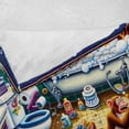 thumbnail image 4 of Ambesonne Humorous Fleece Throw Blanket Funny Chaos Bath Animals 60"x80" Sea Green Blue and Mustard, 4 of 5