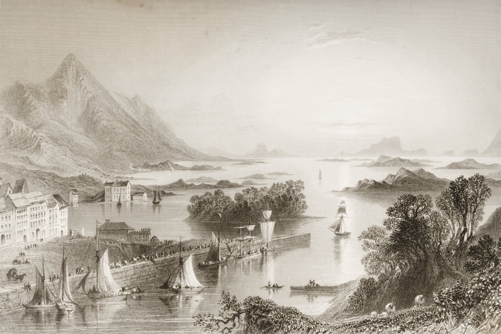 Clew Bay From West Port County Mayo Ireland Drawn By WHBartlett Engraved By R Wallis From The Scenery And Antiquities Of Ireland By NPWillis And JStirling CoyneIllustrated From Drawings By WHBartlett