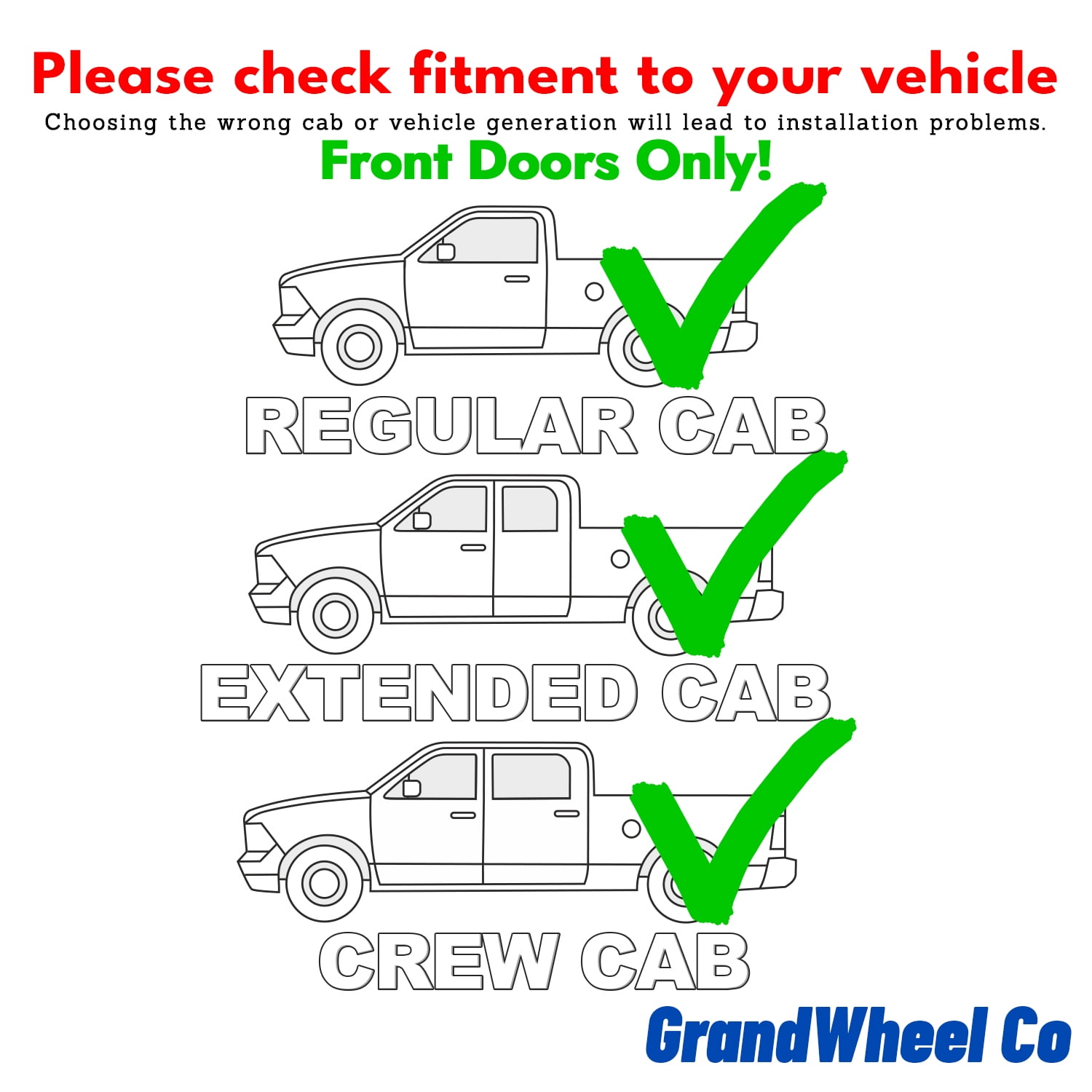 GrandWheel Co Smoke Tinted In-channel Side Window Vent Visor Deflectors Rain Guards Compatible with Chevrolet (Chevy) Silverado/GMC Sierra 2007-2013 Regular Cab - 2 pcs. GW0901
