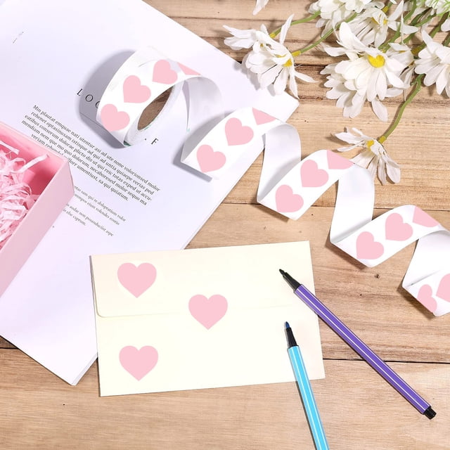 Blank Love Sticker Self-Adhesive Roll Heart-Shaped Sticker 500 Labels/Roll