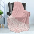 thumbnail image 4 of Pink and White Soft Flannel Fleece Throw Blanket, Lace Old Fashioned Border on Pink Color Wedding Theme Feminine Print, Cozy Plush for Indoor and Outdoor Use, 50" x 70", Pale Pink White, by Ambesonne, 4 of 5