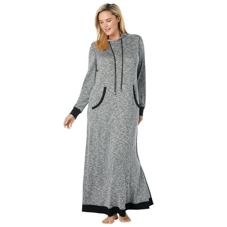 

Dreams & Co. Women s Plus Size Marled Hoodie Sleep Dress or Nightgown Dress Or Nightgown Hoodie