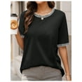 thumbnail image 5 of Am Direct Women's 3/4 Length Sleeve Tops Dressy Casual Crew Neck Loose Trendy Spring Blouses T Shirts, 5 of 6