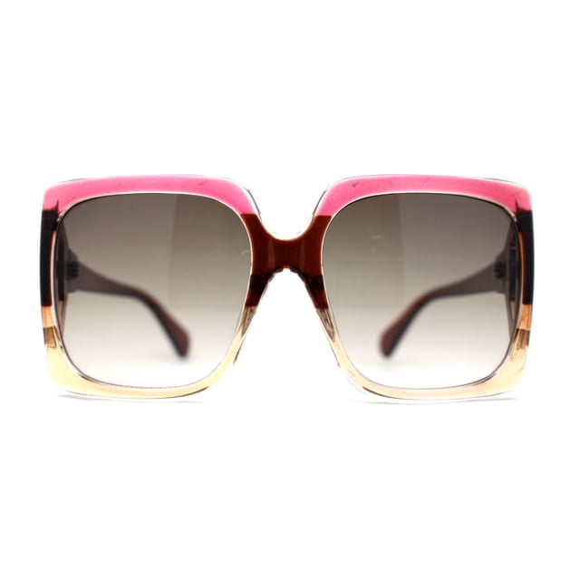 Womens Mod Oversized Rectangle Chic Sunglasses Burgundy Brown