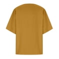 thumbnail image 4 of larppty Oversized Crew Neck Linen Tops for Women Short Sleeve Cotton Blend Tee Shirts (Yellow, 5XL), 4 of 5