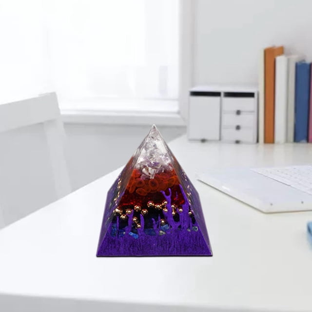 de cristal de amatista Artesanía Convertidor nergía nergía de resina de orgón para comedor Yoga Meditación Adornos 60x60mm Yotijar Pirámide de cristal