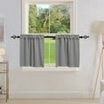 thumbnail image 2 of DONGPAI 2 Panels Blackout Kitchen Curtains Valance, Rod Pocket 18 inch Length Short Curtain Waffle Weave Farmhouse Cafe Curtains, Grey, 2 of 6