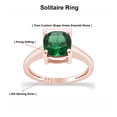 thumbnail image 2 of AFFY 2CT 7MM Cushion Simulated Green Emerald Solitaire Ring for Women 14K Rose Gold over Silver-10, 2 of 6