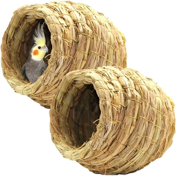 Natural Straw Birds Nest Birds Cage Handmade Pet Birds House Bedroom Breeding Nest Pet Supplies for Pigeon Parrots 12CM