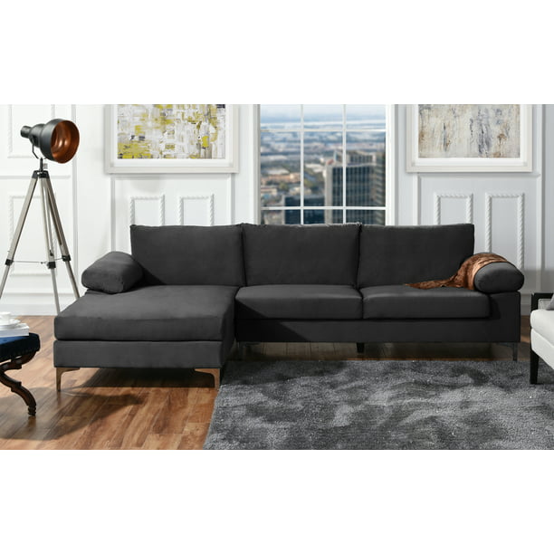 Modern Velvet Fabric Sectional Sofa, Large L-Shape Couch with Wide