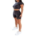thumbnail image 3 of CNKOO Ensemble Décontracté 2 Pcs pour Femmes Manches Courtes Imprimé Lettre Crop Top + Short Survêtement, 3 of 5