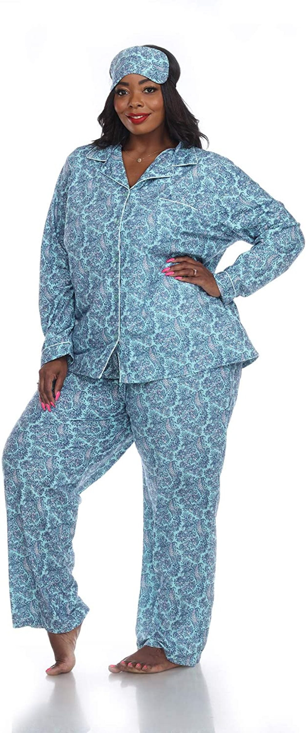 Moomaya Long Sleeve Shorts Pajama Set For Women Satin Button Pajamas-FL-1225A