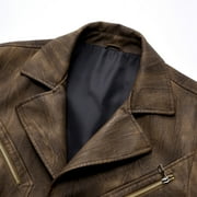 Xzbqbs Leather Blazer for Men Classic Faux Leather Business Sport Coat Notched Collar Three Button Slim Fit Moto Suits Jacket