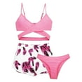 thumbnail image 1 of MIASHUI Maillots de Bain Filles Ensemble 3 Pcs Bikini d'Été avec Shorts, Rose, 8-9 Ans, 1 of 2