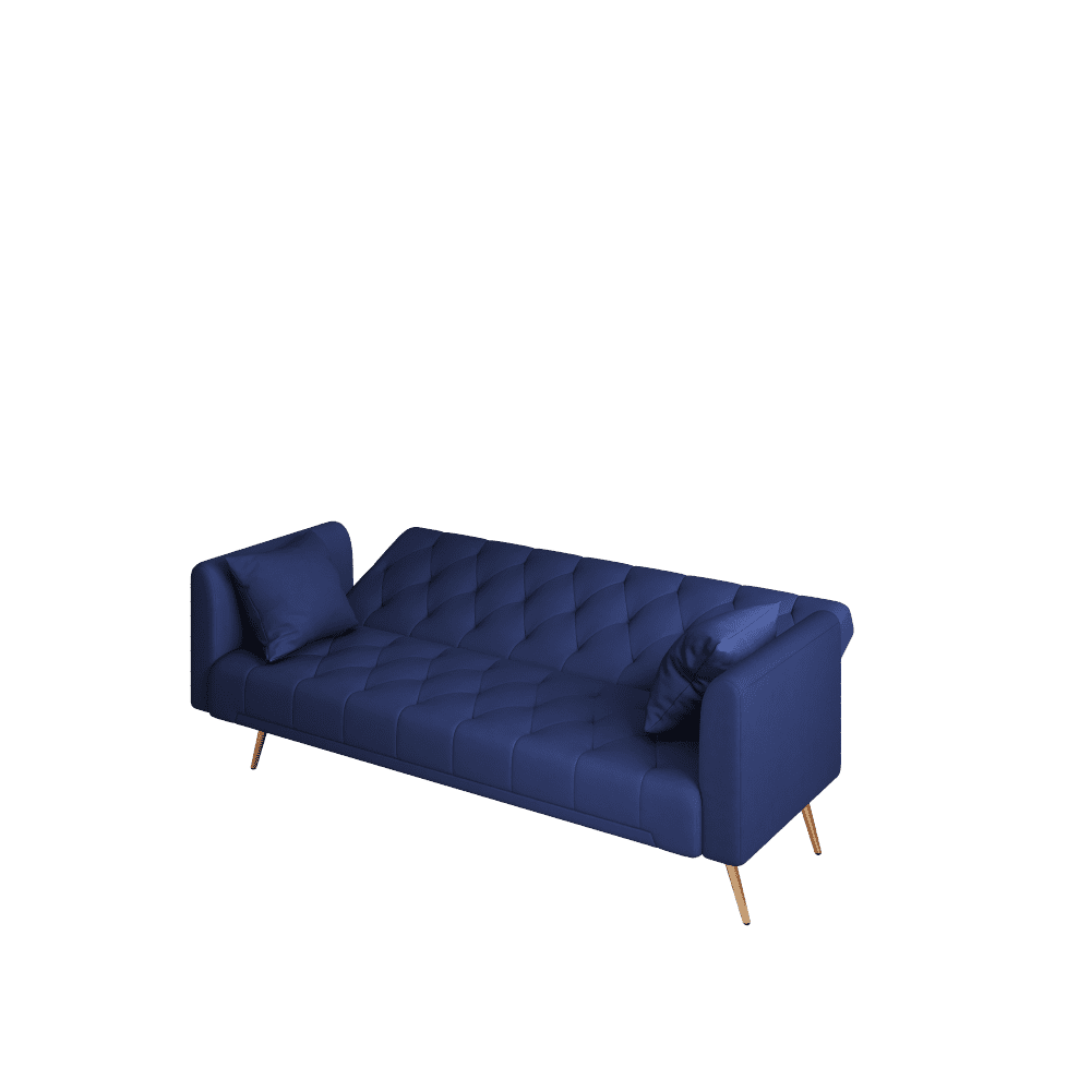 Tcbosik 71" Convertible Velvet Sofa Bed, Couch with Adjustable Backrest, Modern Loveseat Sleeper for Home Office, Living Room, Blue