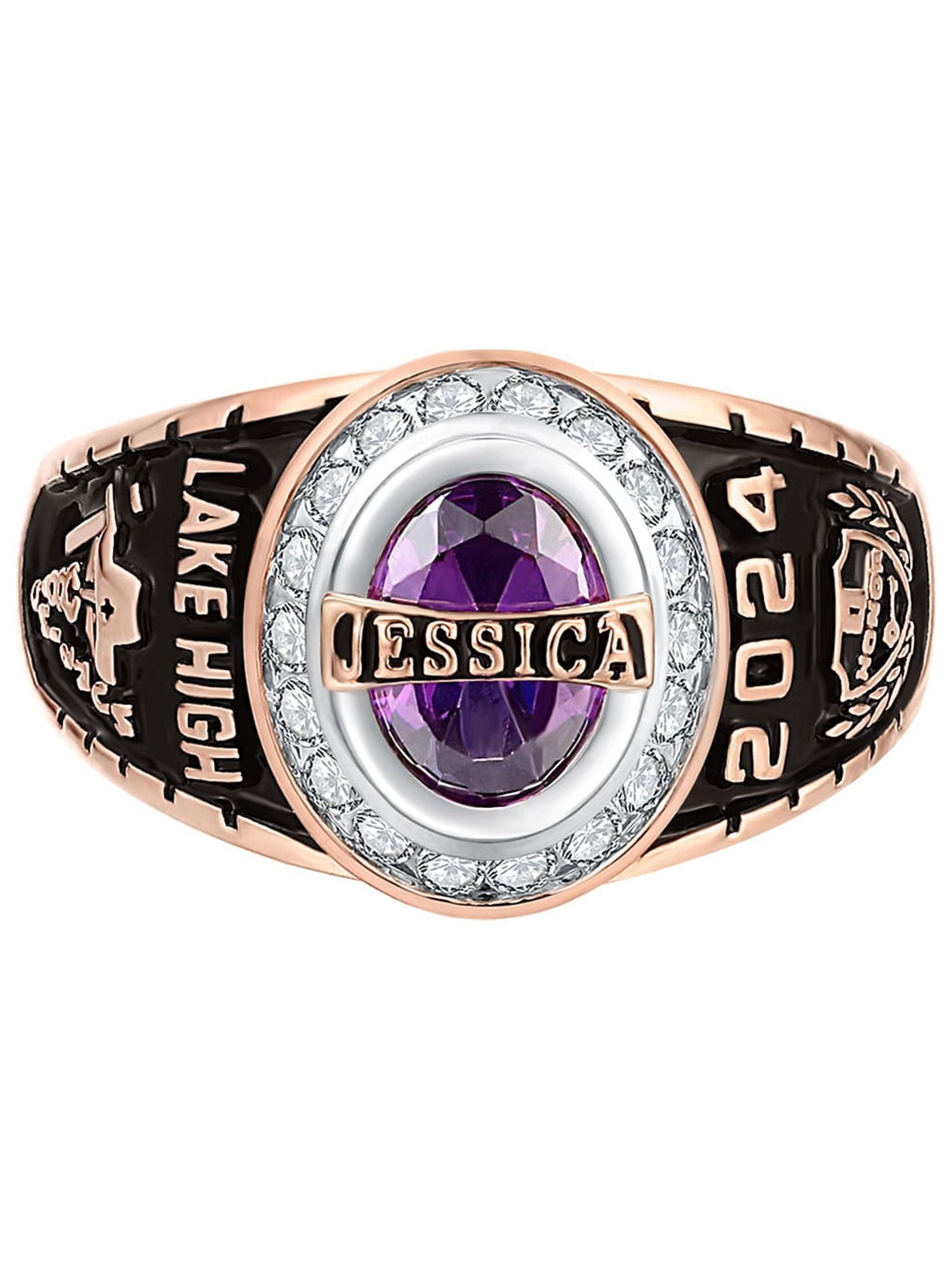 Order Now For Holiday Delivery Freestyle Women s Sterling Silver Bridge Classic Class Ring Personalized High School or College Walmart