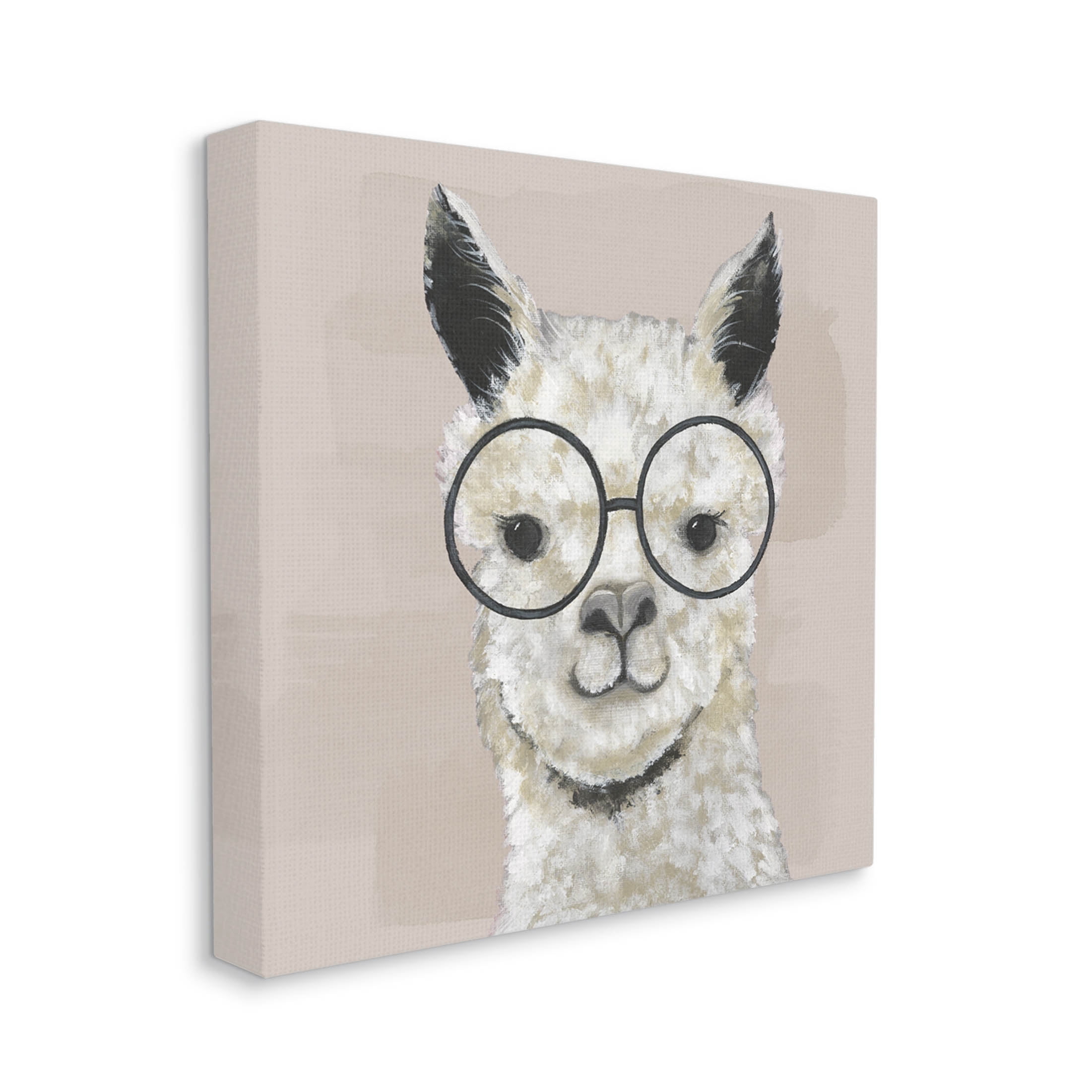 Stupell Industries Happy Alpaca Glasses Portrait Graphic Art Gallery Wrapped Canvas Print Wall Art, Design by Tava Studios
