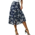 thumbnail image 5 of INSPIRE CHIC Women's Floral Skirt Elastic High Waist Ankle Length Chiffon A-Line Skirt XS Antique Blue, 5 of 7