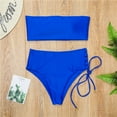 thumbnail image 5 of Fesfesfes Swimsuit for Women Solid Color Tube Top Backless Bikini Two Pieces Swimwear Swimsuit Beachwear Set, 5 of 6