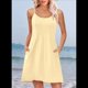 thumbnail image 5 of Vestidos de Verano para Mujer, con Tirantes Finos Ajustables, para Vacaciones en la Playa, Informales, Bonitos, con Bolsillos Amarillo M, 5 of 9