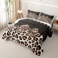 thumbnail image 3 of spefrowx Chic Leopard Print Bow Print Quilt Full for Women, Beige Black Polkadot Full Bedspread Sets, 3pcs, 3 of 7