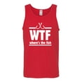 thumbnail image 2 of Where's the Fish WTF Parody | Mens Fishing Graphic Tank Top, Red, 3XL, 2 of 4
