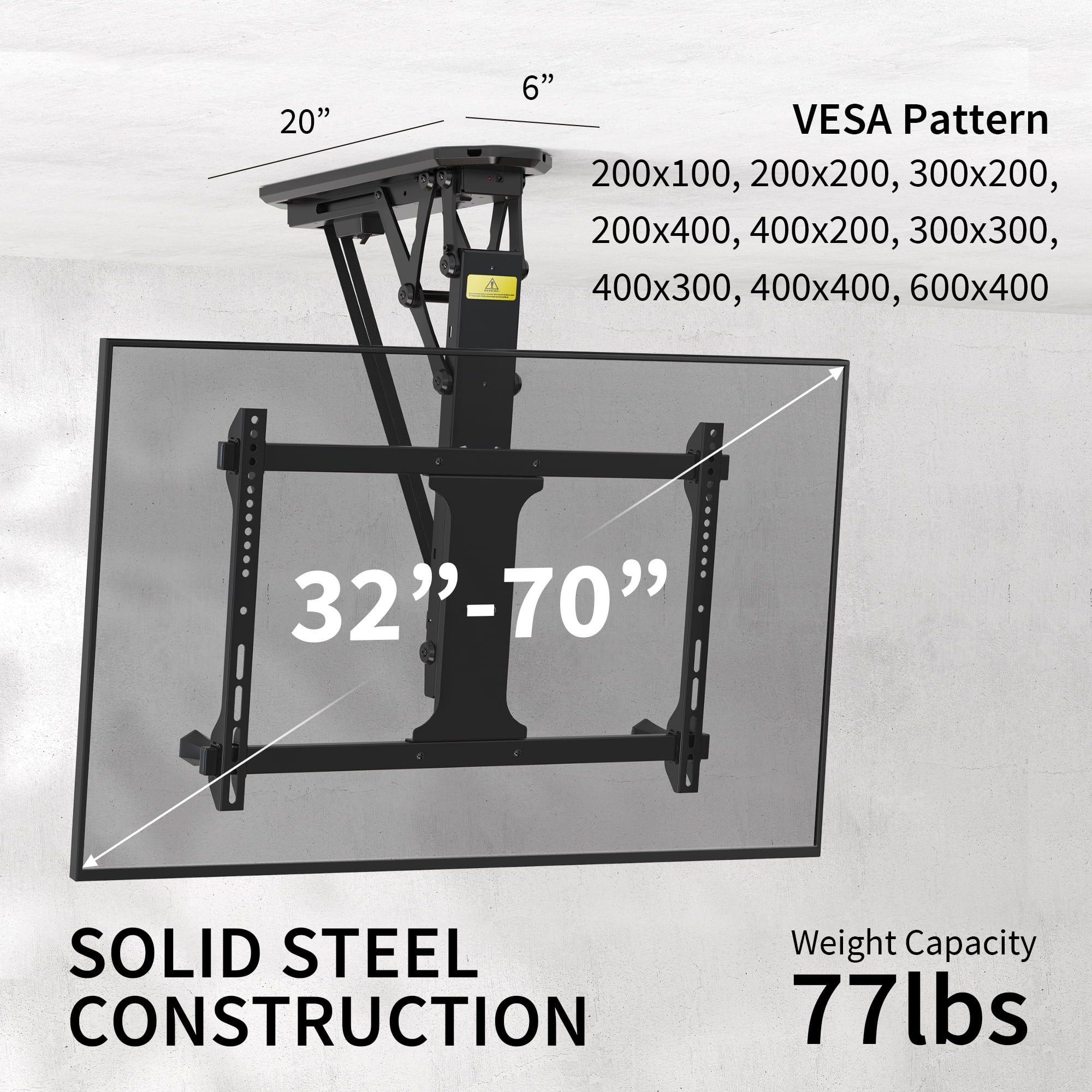 Electric Motorized Flip Down Pitched Roof Ceiling TV Mount for 32" to 70" Screen