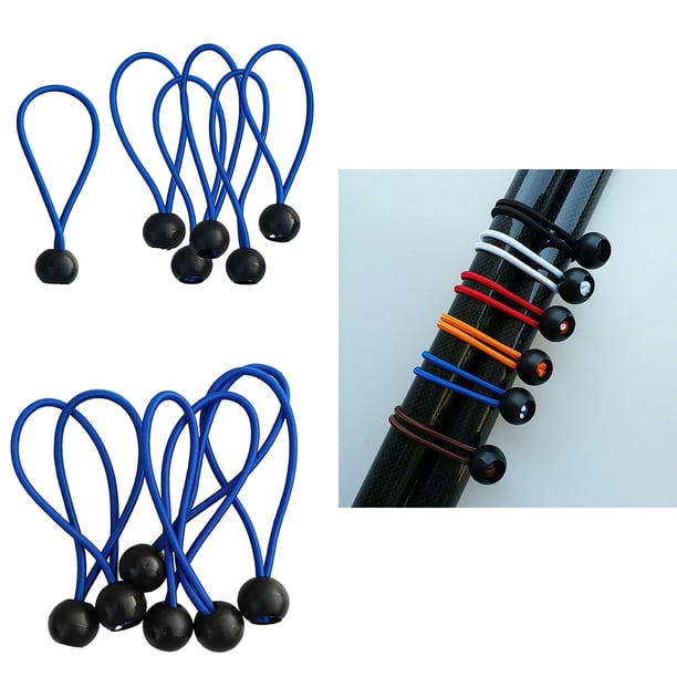 18 cuerdas elásticas para bolas, toldo, lona, , correas elásticas para tienda de campaña de alta resistencia, 4''/6'' Azul Cola Bungee de bola de lona de 4 pulgadas