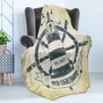 thumbnail image 4 of Nautical Soft Flannel Fleece Throw Blanket, Retro Coastal Lighthouse Ship Helm Wheel Antiqued Seabirds Seagulls, Cozy Plush for Indoor and Outdoor Use, 50" x 60", Grey Yelloe Slate Blue, by Ambesonne, 4 of 5