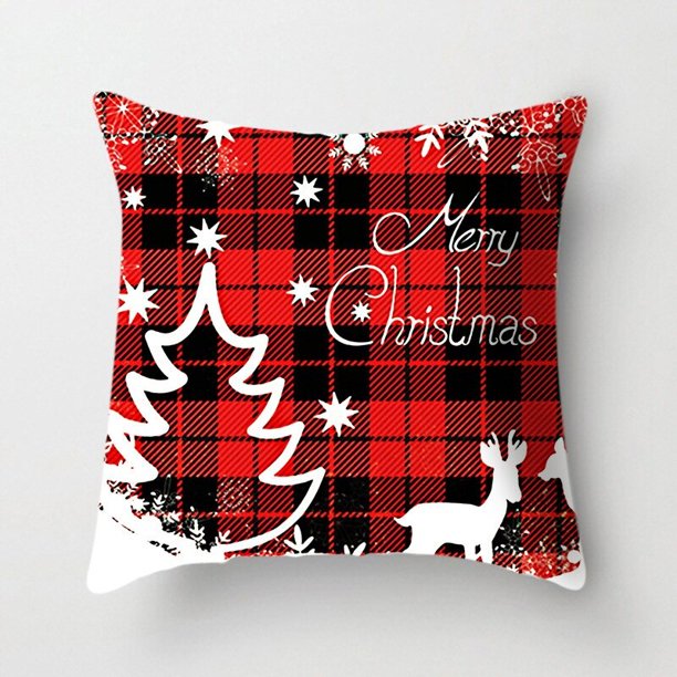 Funda de almohada de celosía para el hogar, adornos de Navidad, rojo, blanco y negro, 45x45cm, para sofá y coche, 2023