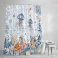 thumbnail image 4 of Oceans Marine Life Shower Curtain, 72" x 84", Orange Blue Jellyfish Starfish Retro Ombre Waterproof Bathroom Curtain Washable Shower Curtain Set with 12 Hooks, 4 of 8
