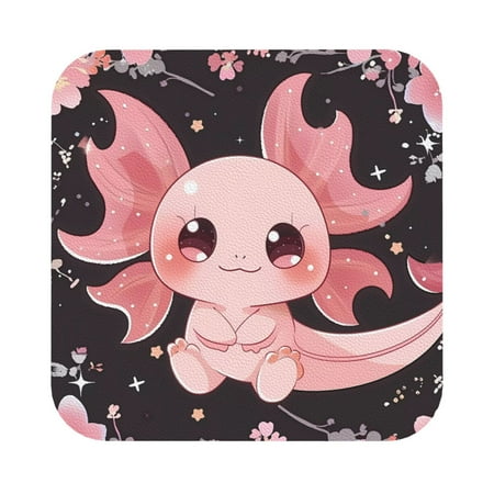 

Adobk Chibi Axolotl Sakura Fantasy Print Leather Coasters for Drinks(6 Pack) Durable Drink Coasters Set Luxurious Home Décor and Housewarming Gift Square